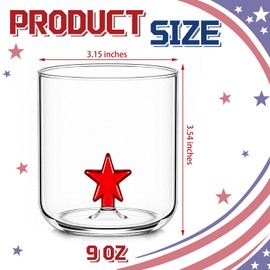 Potchen 2 Pack Patriotic Wine Glasses Icon Stemless, 9oz Red Blue Star
