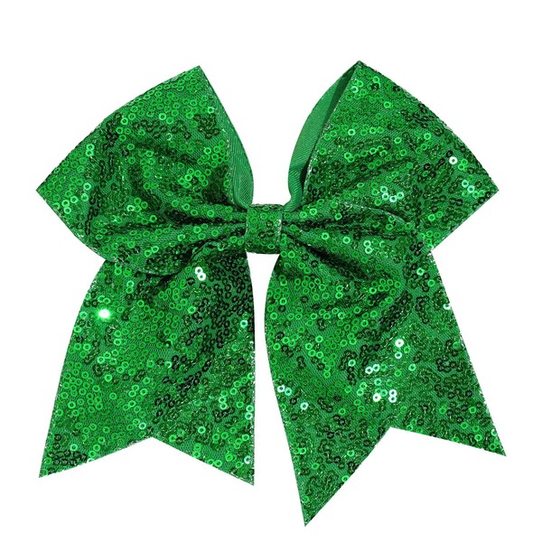 1 Pcs 8" Large Sequin Cheer Bows Clips, Cheerleading Glitter