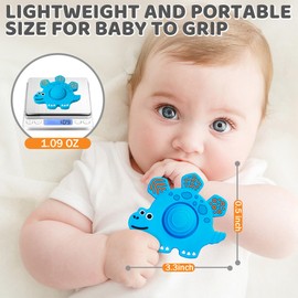 Dinosaur Baby Teething Toys, Valentines Day Gift for Babies Infant Soft Silicone Teether Sensory Toy Teething Relief for 0-6 6-12 Months, Chew Toys for 1 Year Old Boy Toddler