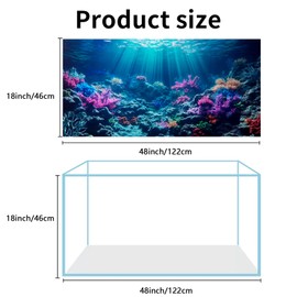 COMSUN 3 Pack Aquarium Background, 48x18 inches Polyester Aquarium Background, Cloth Fish Tank Background, Undersea Corals Sunshines & Rock Aquatic Plants