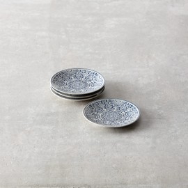 Fortessa Havana Vitrified China Coupe Rimless Plate 4 Pack, Blue, Bread and Butter Plate, 6.25 Inch