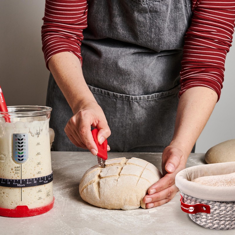 KneadAce Sourdough Starter Kit – 34oz Starter Jar, 2 Oval
