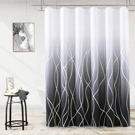 Naturoom Extra Long Black Shower Curtains, 84 inches, Ombre Matte Black, Double Layer Shower Curtain and Liner Set, Washable, Quick-Drying