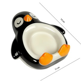 Bicuzat Cute Penguin Shaped Ceramic Sauce Dishes, Seasoning Dishes, Sushi Soy Dipping Bowls, Mini Appetizer Plates,Small Serving Bowls, 5.5 Inches, Set of 4