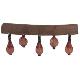 Wowfabric4less123 Burgundy Teardrop Beaded Fringe On Ribbon Trimming 1” Sold By The Yard