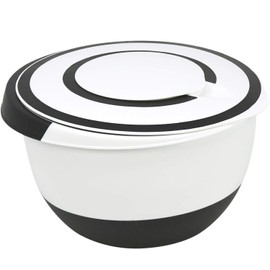 com-four® Mixing Bowls, Fabulous Salad and Baking Bowls with Non-Slip Base, Pouring Spout, Non-Slip Handle and Splash Guard Lid with Stirring Opening