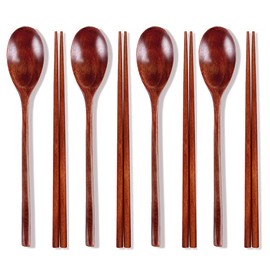 Ecloud Shop 4 Pcs Wooden Chopsticks Sets Korean dinnerware Combinations