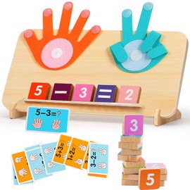 Wooden Maths Toy Counting Learning for Children, Wooden Math Counting Toy, Counting Learning Toy for Children, Finger Counting Maths Toy, Montessori Maths Toy for Children from 3-6 Years Boys Girls