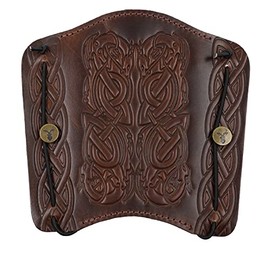 Jackalope Dragun - Plate - Arm Guard; Archery Accessory, Protection Made of High-Quality Soft Leather with Ornament (Chestnut)