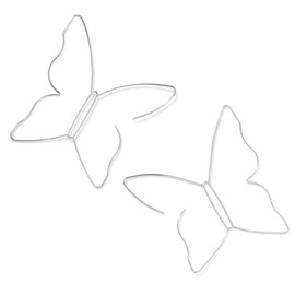 ANDPAI Unique Fashion Bohemian Gold Big Line Butterfly Earrings Tassels Long Chain Silver Monarch Butterfly Drop Dangle Earrings Jewelry for Women (Silver)