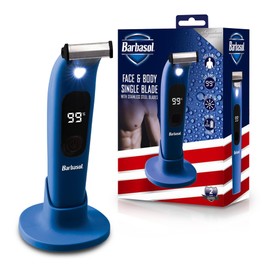 Barbasol Hybrid Face & Body Single Blade Shaver - Rechargeable, Wet/Dry, LED Screen, Built-in Light