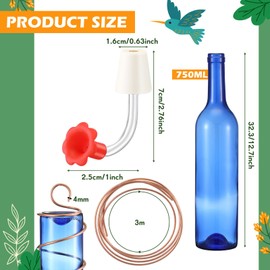 Baderke 2 Pack Glass Hummingbird Feeders, 46 Ounces, Include 2 Feeder Tubes, 2 Bottles, 1 Dead Soft Wire 10 ft., Hanging Hummingbird Feeders for Outdoors, Patio, Garden(Blue)