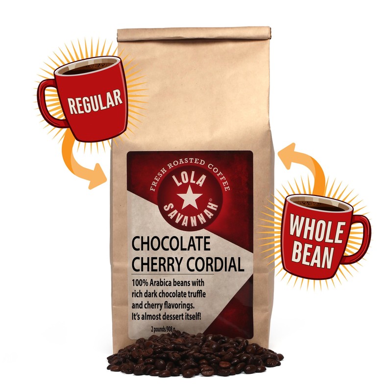 Lola Savannah Chocolate Cherry Cordial Whole Bean Caffeinated Coffee, 2lb