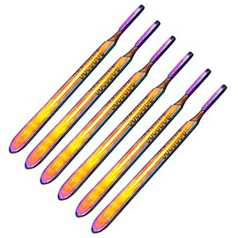 AAProTools Multi Titanium Rainbow 6pcs New Stainless Steel Scalpel Handle #4 Dental Veterinary Instruments
