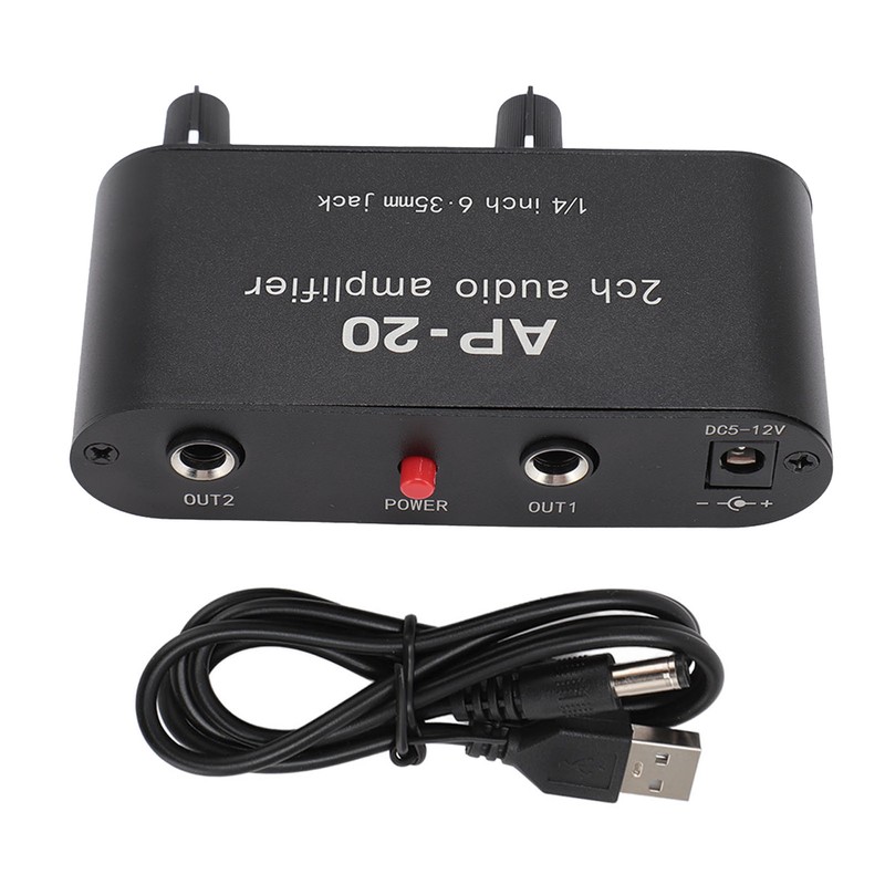 2 Channel Sound Amplifier Balanced 1/4 Inch 6.35mm Gain Independent