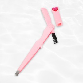 VOCOSTE 3 in 1 Eyebrow Scissors Eyebrow Trimmer Tweezer Eyebrow Clip Eyebrow Eyebrow Brush Folding Pink