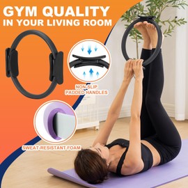 QYJinlida Pilates Ring, Pilates Ring Circle and Ball Set, 12 Inch Magic Circle Pilates Ring,9 Inch Small Exercise Ball,Resistance Bands Set, Home Pilates Equipment for Women(Black)