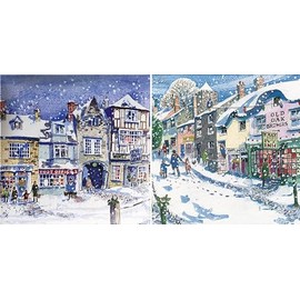 Medici Cards Twin Box of 16 Fine Art Christmas Cards - Christmas at the Inn, Town Scenes - 16 Artistic Cards, 8 Each of 2 Designs - From