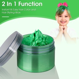 Temporary Hair Color Wax Kit, Stocking Stuffers for Teen Girls age 4 5 6 7 8 9 10+ Hair Dye Color Wax Washable Crazy Hair Garden Style with Butterfly(Green)