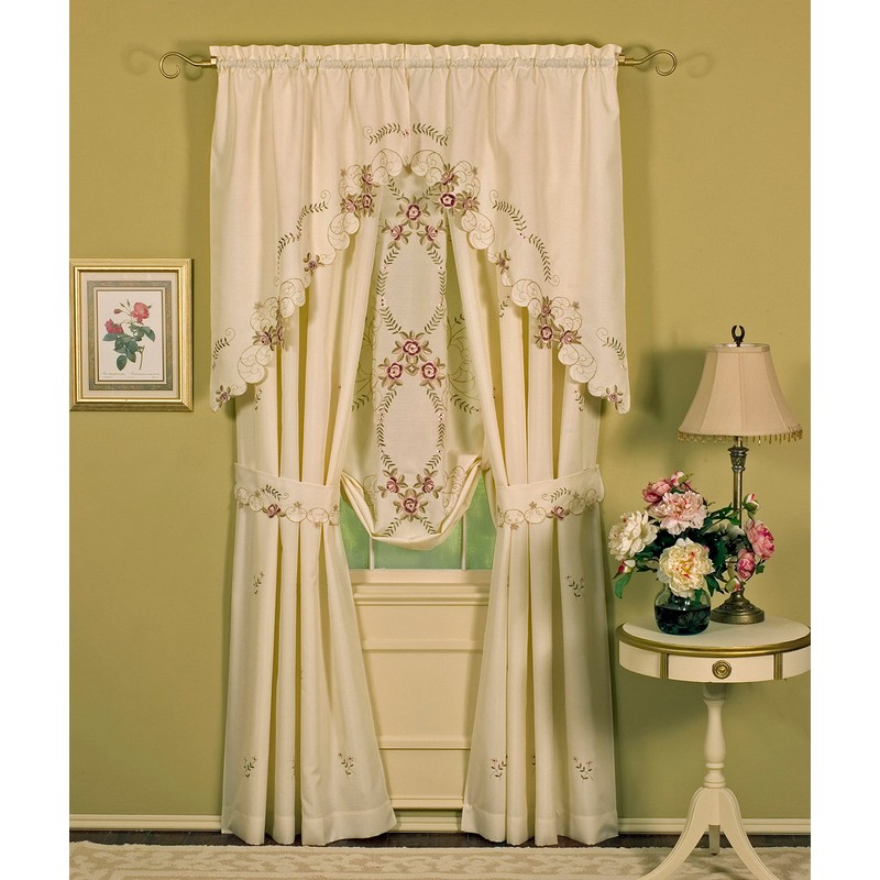 Today's Curtain Verona Reverse Embroidery Panel Pair and Tiebacks, 63",