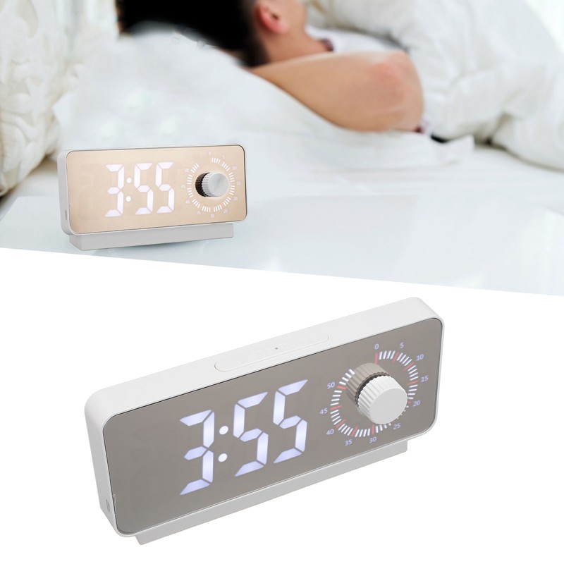 Digital Alarm Clock Rechargeable LED Mirror Alarm Clock -10°C‑50°C Temperature