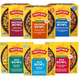 Tasty Bite Bowls Variety, Pack of 6, Mexican Protein, Mediterranean Protein, Indian Protein, Chickpea Biryani, Smoky Paneer Biryani, Vegetable Biryani