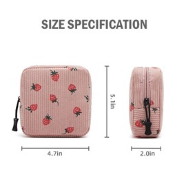 ZOEMTIU Small Makeup Bag for Purse,Mini Cosmetics Bag cute Zipper corduroy Cosmetic Pouch Storage Pouch Travel Toiletry Organizer for Women Girls, B-Strawberry Pink, Corduroy Makeup Bags for Storage