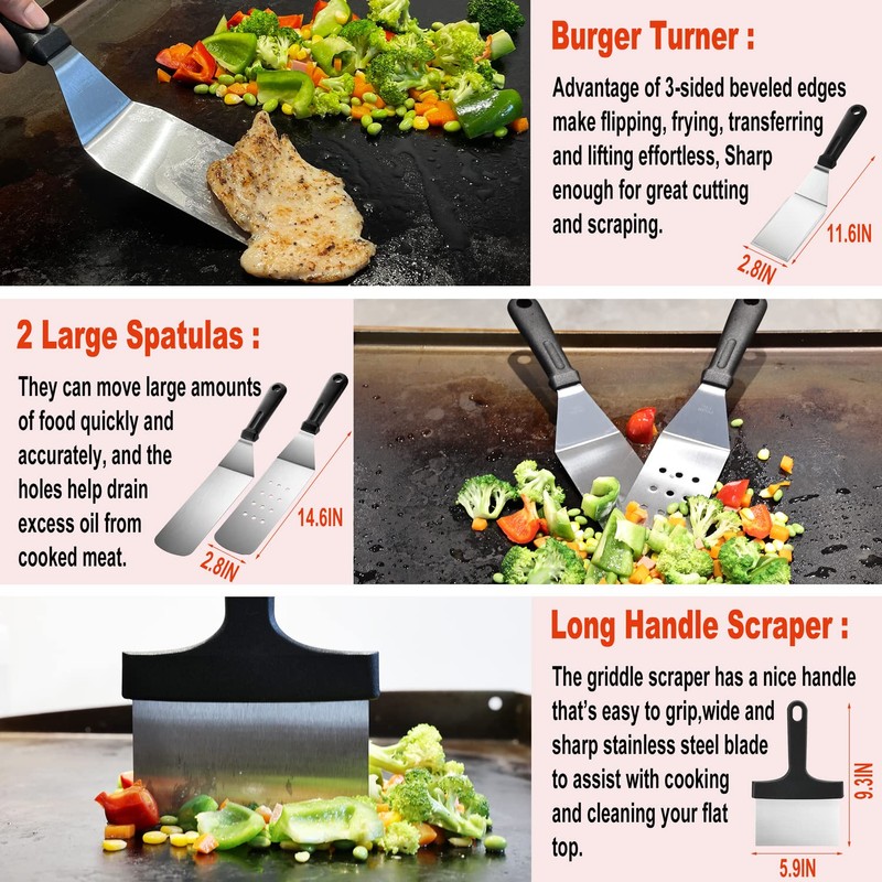 N NOBLE FAMILY 38PC Flat Top Grill Griddle Accessories Set