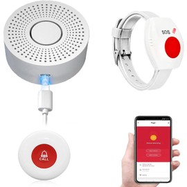 WiFi Caregiver Pager Call Button Wireless Caregiver Alert System Emergency Alert Button for Elderly Patient Seniors Disabled 2 SOS Call Button 1 Receiver