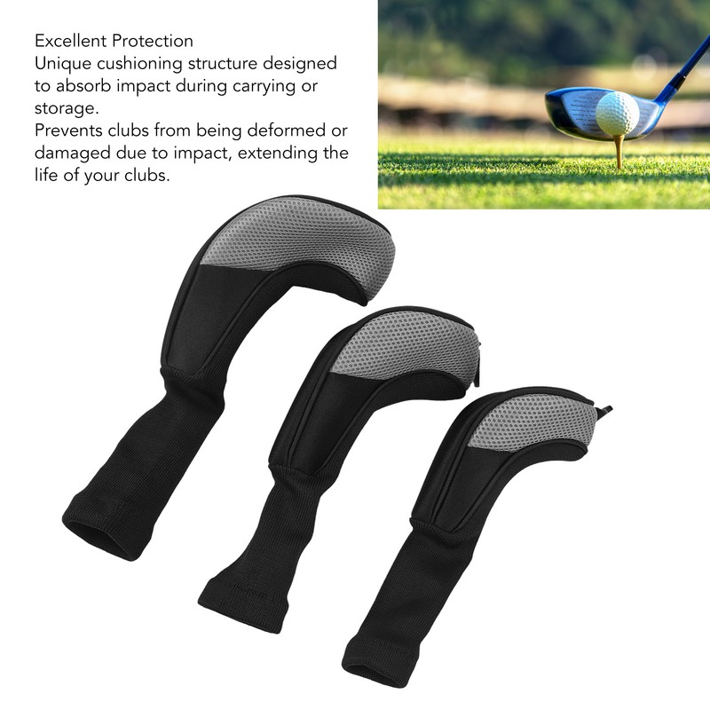 3Pcs Golf Club Head Covers 1 3/5 UT Breathable Mesh
