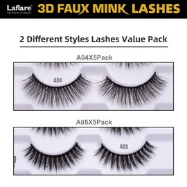 Laflare Silk Lashes 3D Faux Mink Eyelashes Multipack, Light, Natural Looking, Professional Easy to Apply Eyelashes in a Knitted Style 10 Pairs Jumbo Pack (WSR10P)