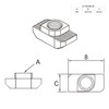 KLAK 45 Hammer Nut Slot Nut M6 Slot 10 for