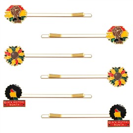 3/6 Pairs Juneteenth Hair Clips for Women African Map Hair Clips Enamel Black Women Power Fist Black Queen Hairpins Juneteenth African Hair Accessories Outfits Party Favors Gifts