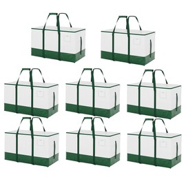 StorageWorks 8 Pack Extra Large Moving Bags, Heavy Duty Storage Packing Tote for Clothes, Alternative to Moving Boxes, Collapsible Moving Supplies with Reinforced Handles, White and Green