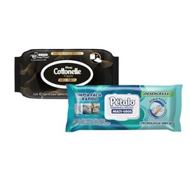 Pétalo, Servitoalla Húmeda Multi-Usos, 50 piezas + Kleenex Cottonelle Fresh Papel Higiénico Húmedo, 42 Hojas