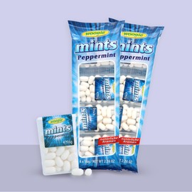 Woogie Mints Peppermint 2er Pack – Erfrischende Pfefferminz-Zuckerdragees im praktischen Mini-Format – 2x4 Döschen à 16g – Ideal für unterwegs, Büro & Auto – Intensiver Minzgeschmack für frischen Atem
