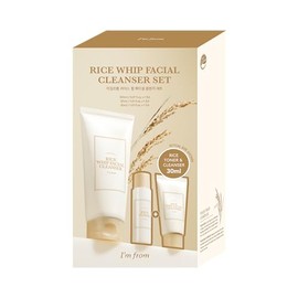 I'm from- Juego de limpiador facial Rice Whip, 3 piezas de regalo, kit de viaje con limpiador facial de arroz de 5,07 fl oz y 1,01 fl oz y
