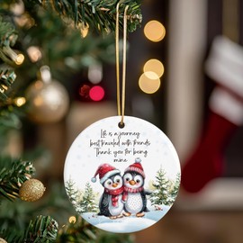 Friendship Christmas Ornament – Cute Penguin Ornament for Best Friends – Holiday Tree Decoration, Gift Exchange Keepsake, Best Friend Ornament for Women, Thank You (L-1)