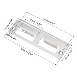 sourcing map Door Strike Plate, 128mm x 42mm 201 Stainless Steel Latch Deadbolt Strike Plate for Door Frame Door Jamb, Silver