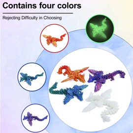 KERIDAZPLY 3D Printed Dragon with Wings Flying Dragon 4PCS,9 Inch Articulated Winged Dagon for 3D Printed Gift, Desk Pet Decor,Fidget Toy Set