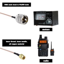 YINETTECH 2PCS SMA to PL259 Adapter Cable SMA Male to UHF Male PL-259 Coax Cable RG316 Coaxial Cable for Antennas CB Radio Coaxial Cable Wi-Fi Radios 15cm