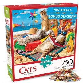 Buffalo Games - Steve Read - Beachcombers - 750 Piece Jigsaw Puzzle for Adults - Summer Cats Beach Scene with Poster, Challenging and Fun 750 Piece Puzzle