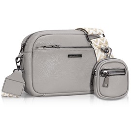 GASSDA Women's PU Leather Crossbody Bag Women's Handbag Small Bags with Removable Shoulder Strap, gray