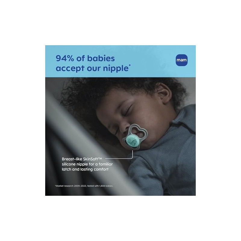 MAM Supreme Night Pacifiers (2 Pack, 1 Sterilizing Pacifier Case),