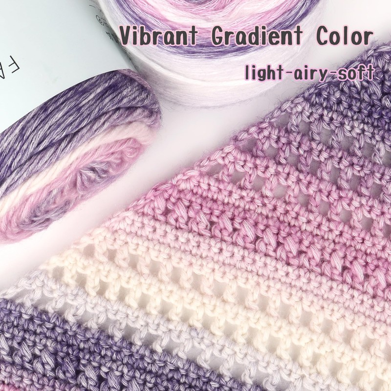 Katech Gradient Cake Yarn for Crocheting-Multicolor Soft Cotton Yarn