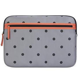 Targus Arts Edition Slim Protective Sleeve for 15.6-Inch Laptop Case with Zippered Pocket, Soft Shell Smooth Material, Polka Dot Design, Gray/Salmon (TSS999GL)