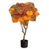 Nearly Natural 3ft. Autumn Umbrella Ficus Tree, Plastic, Iron Wire,