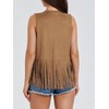 Womens Fringe Vest 70s Hippie Costume Sleeveless Cowgirl Western Faux