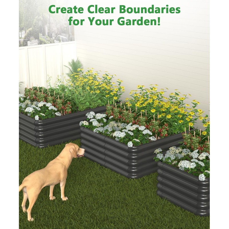 Sprimden 3.0x3.0x1.0ft Raised Garden Bed Kit, Rustproof PP Material Garden