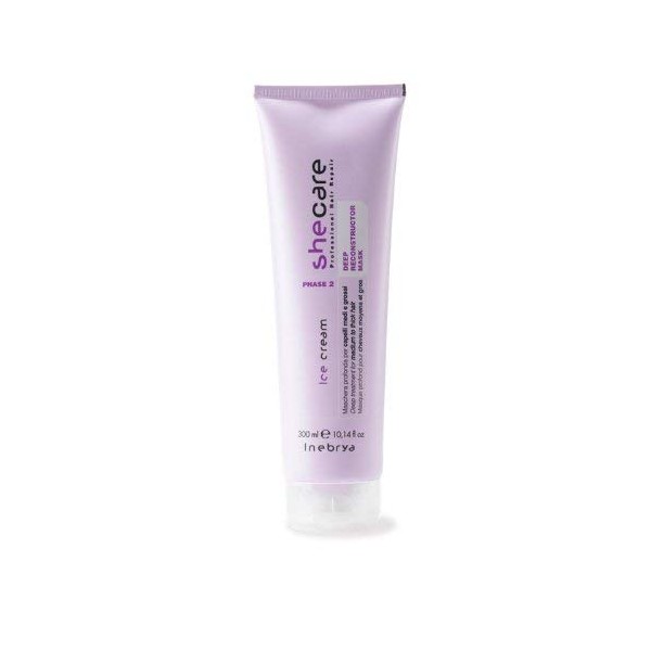 Inebrya ICE CREAM SHECARE RECONSTRUCTOR Mask (WITH GRAPE STEM CELLS) 300ML/10.14 OZ